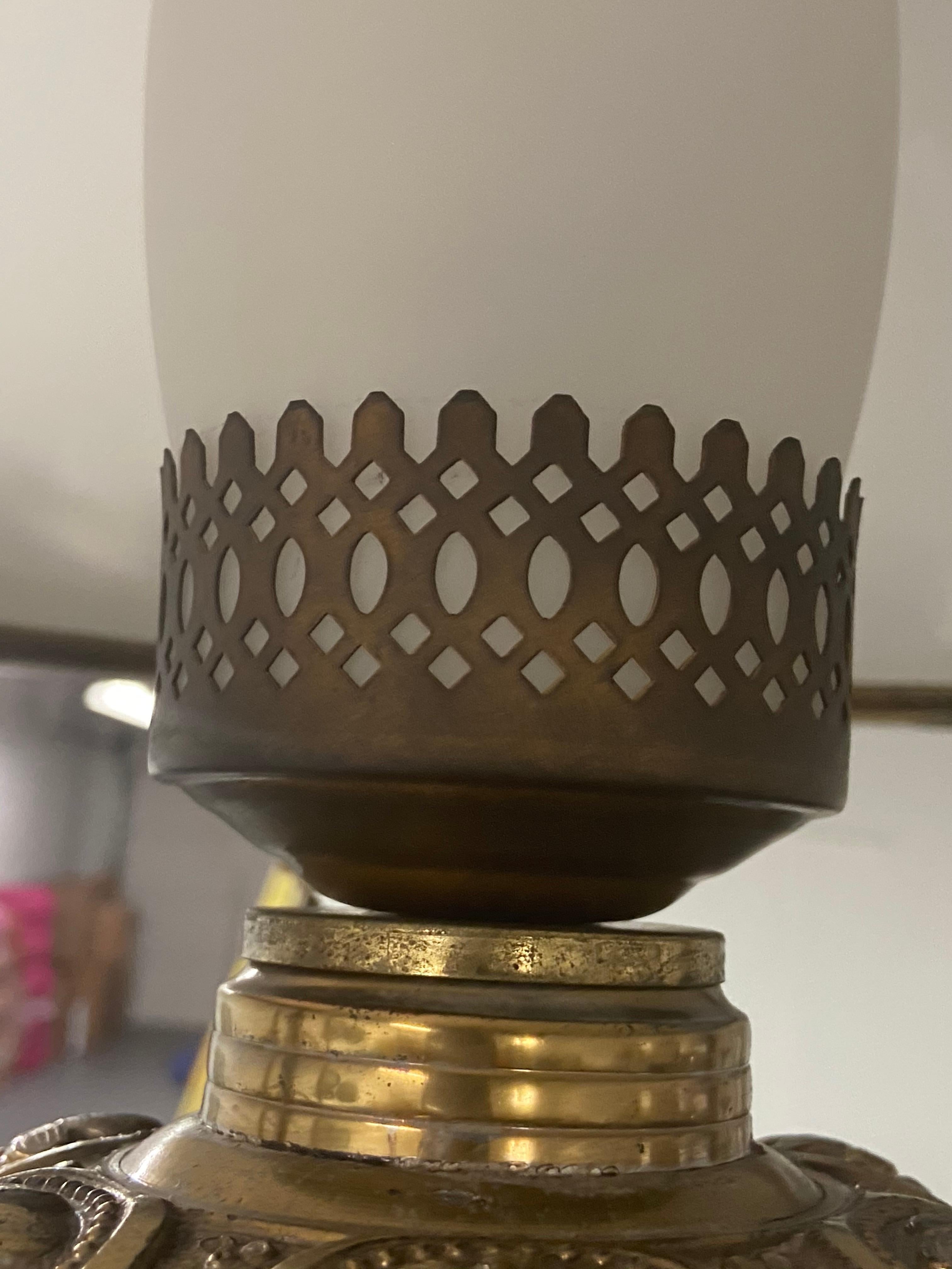 Glass French Victorian Bronze Gas Light Chandelier