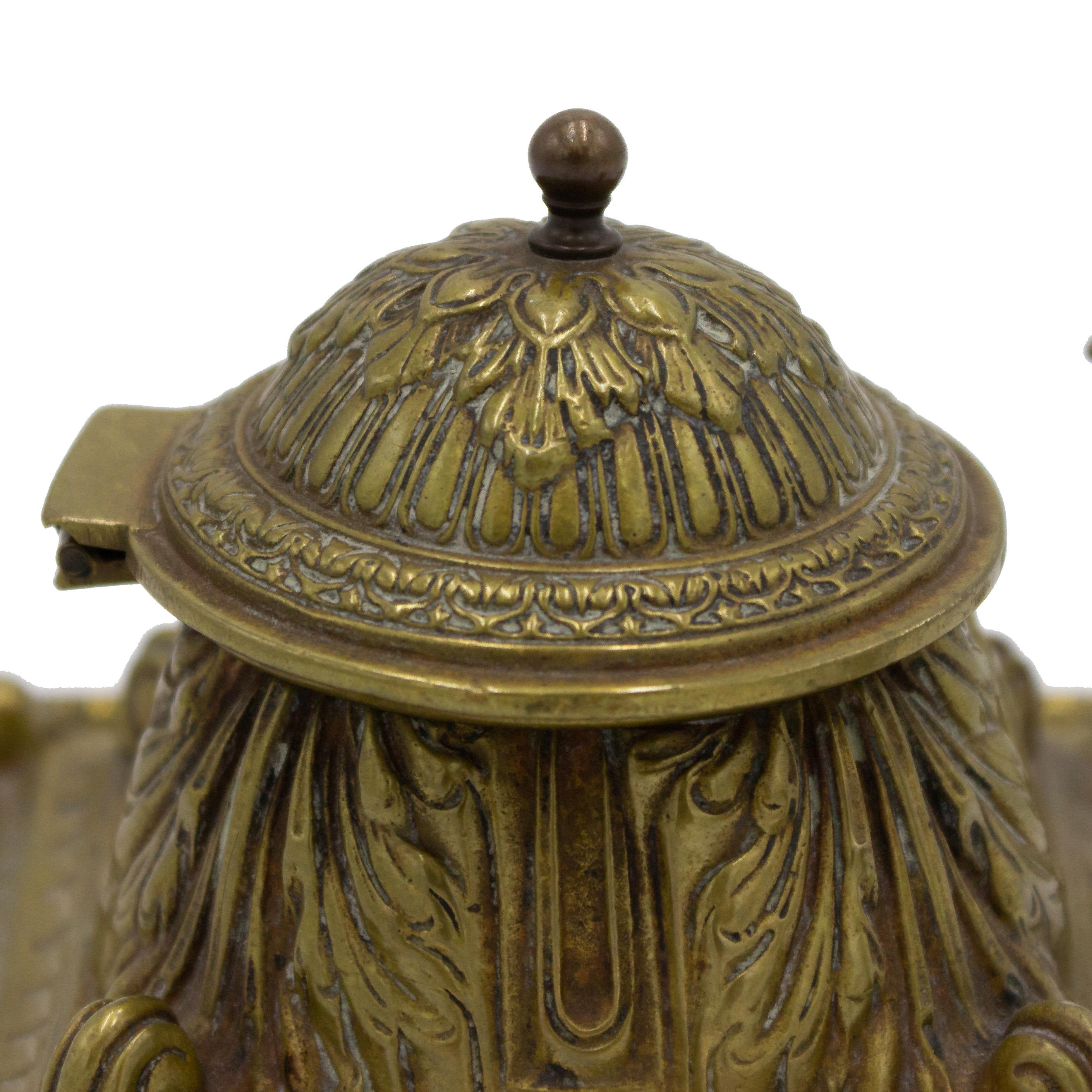 19th Century French Victorian Bronze Inkwell For Sale