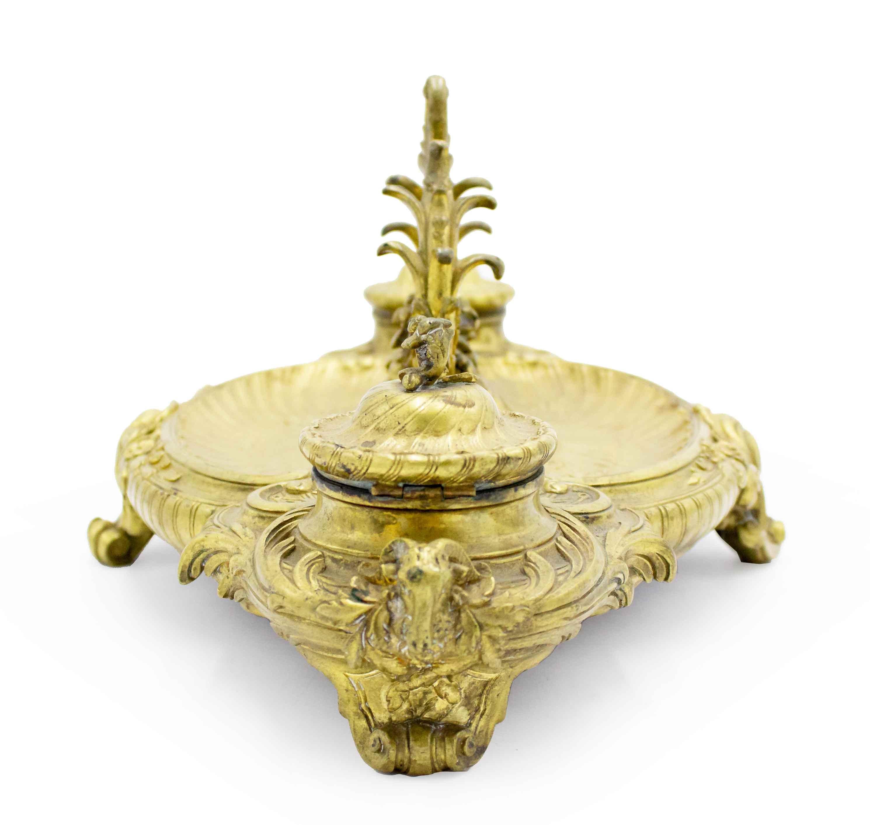 Calamaio francese vittoriano in bronzo In condizioni buone in vendita a Queens, NY