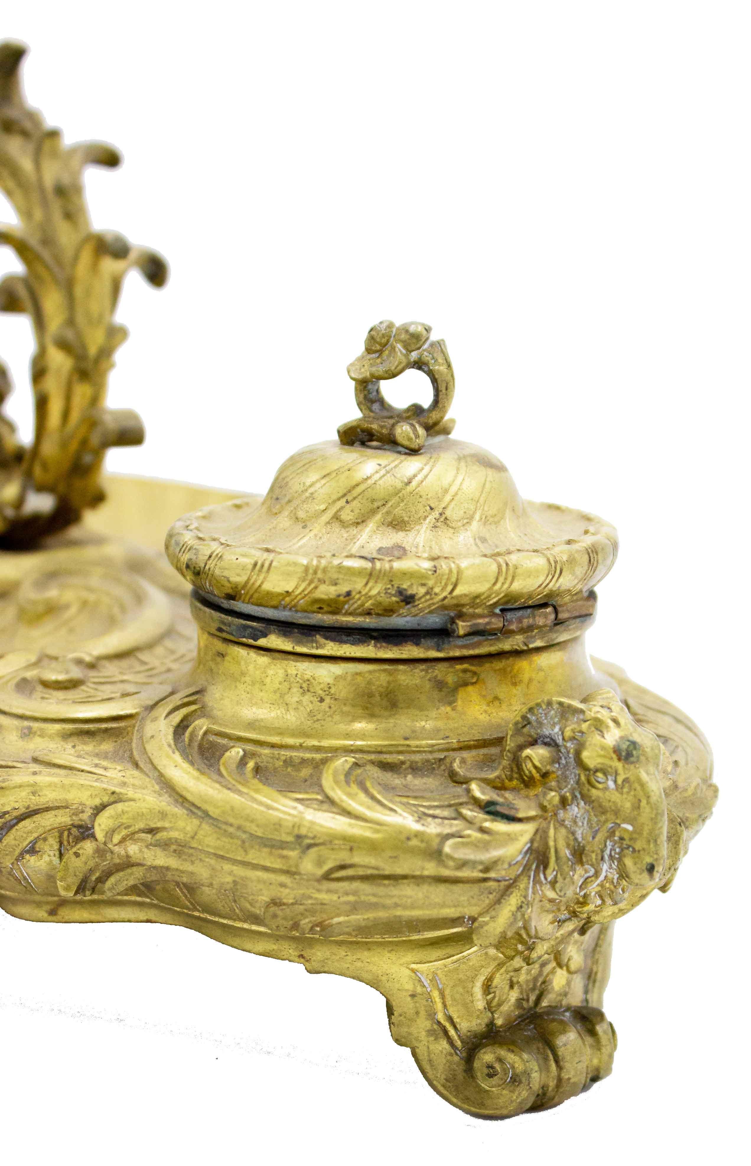 XIX secolo Calamaio francese vittoriano in bronzo in vendita