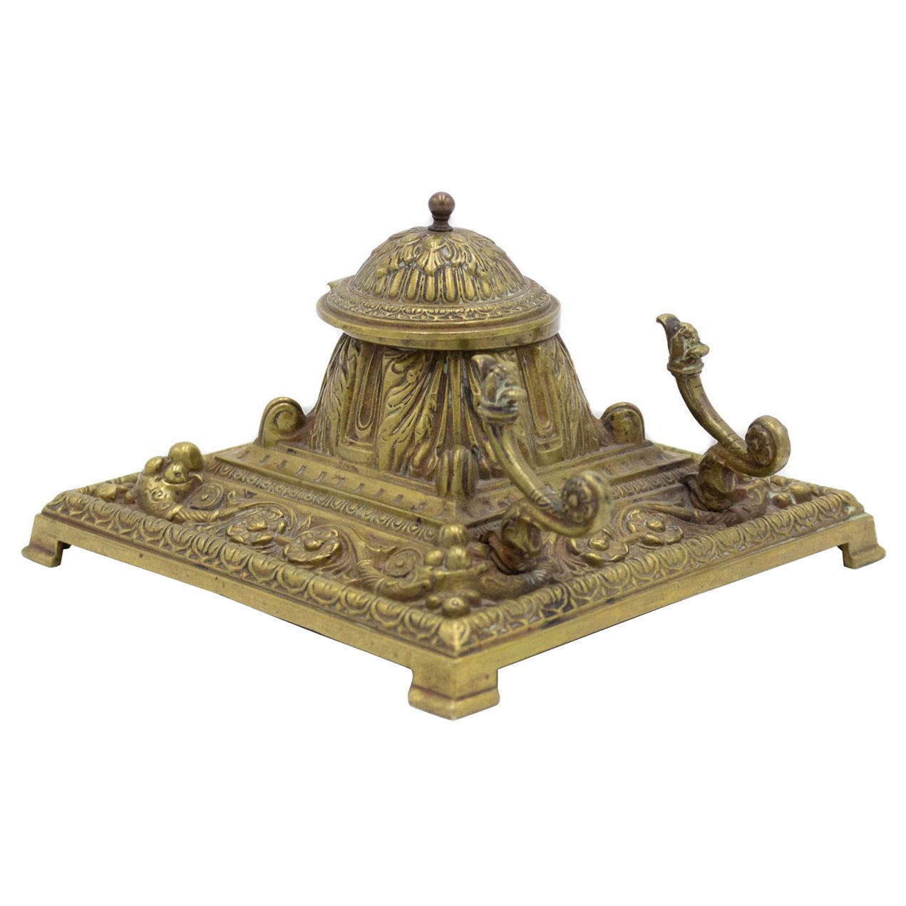 French Victorian Bronze Inkwell