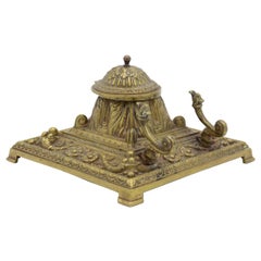 French Victorian Bronze Inkwell