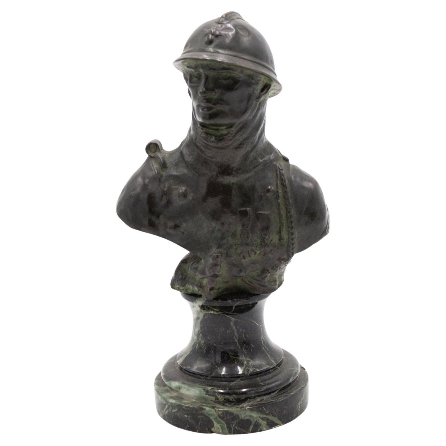French Victorian Bronze Soldier Bust