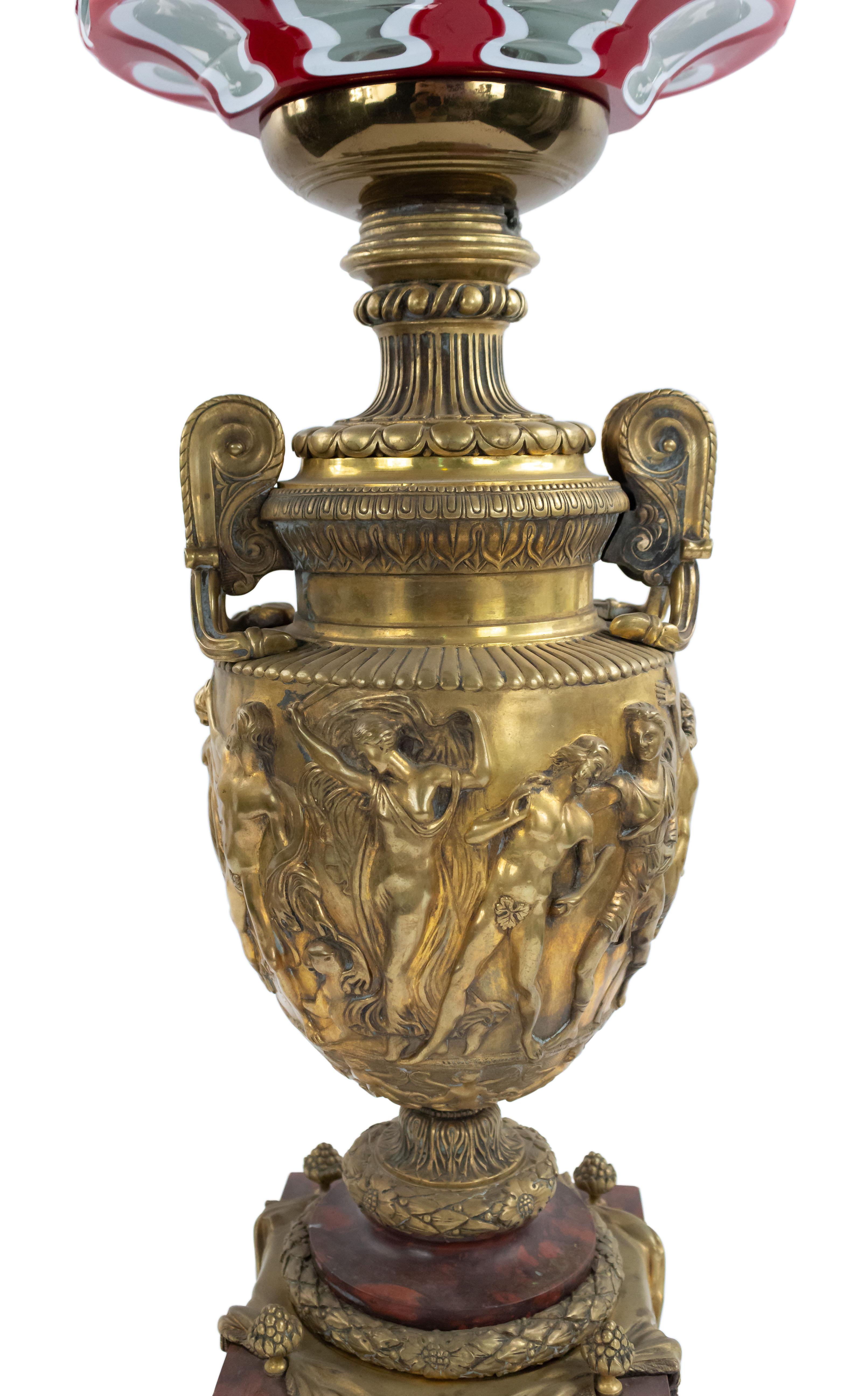 French Victorian Bronze Urn Table Lamps In Good Condition For Sale In New York, NY