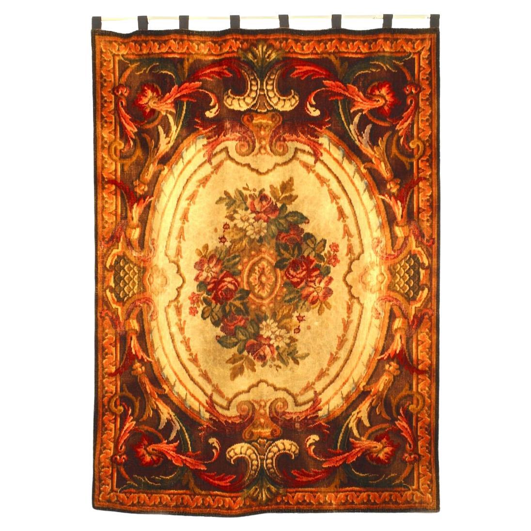 French Victorian Brown and Beige Hanging Table Cover
