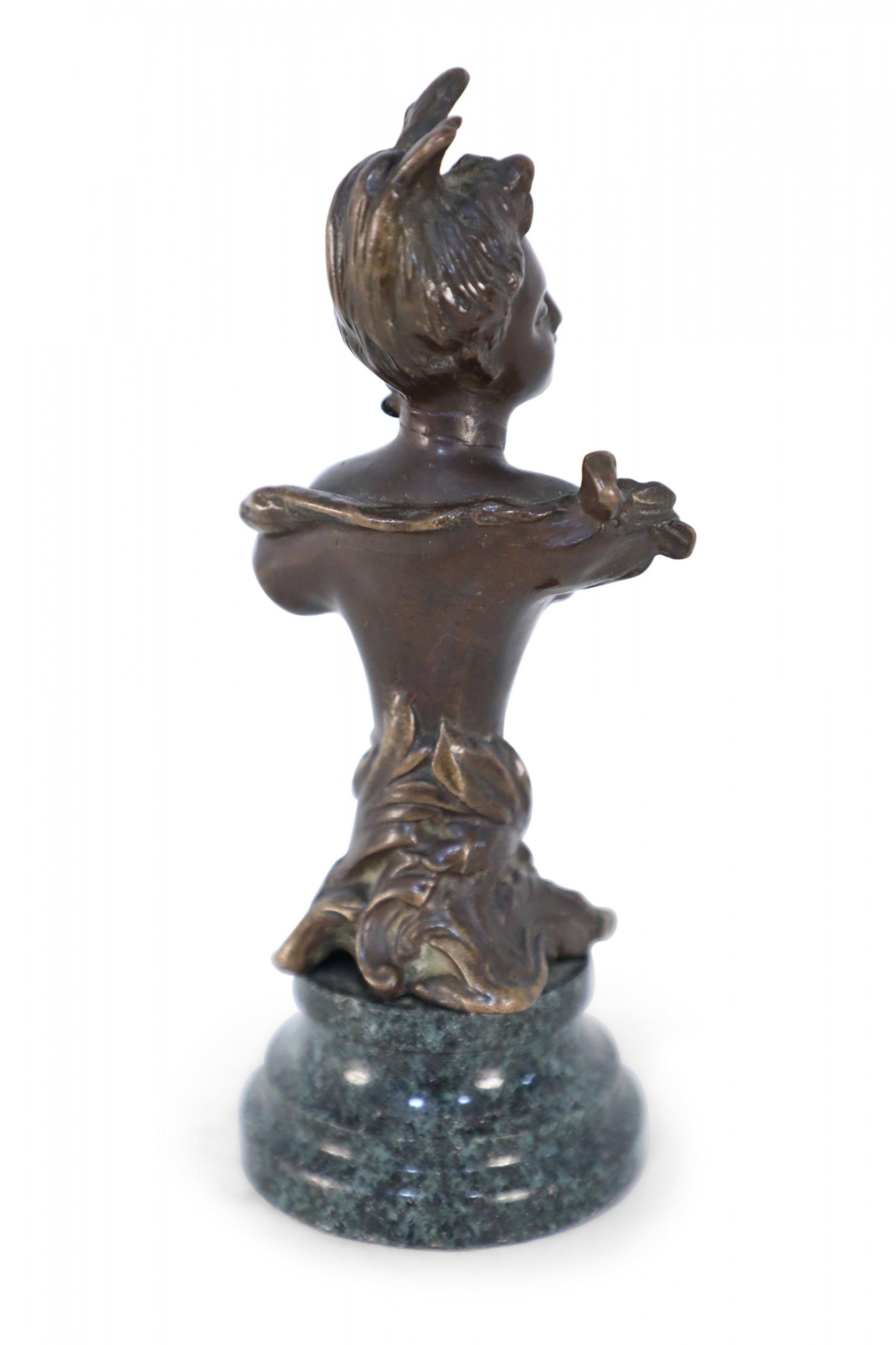 French Victorian Bust form Bronze and Marble Paperweight For Sale 2