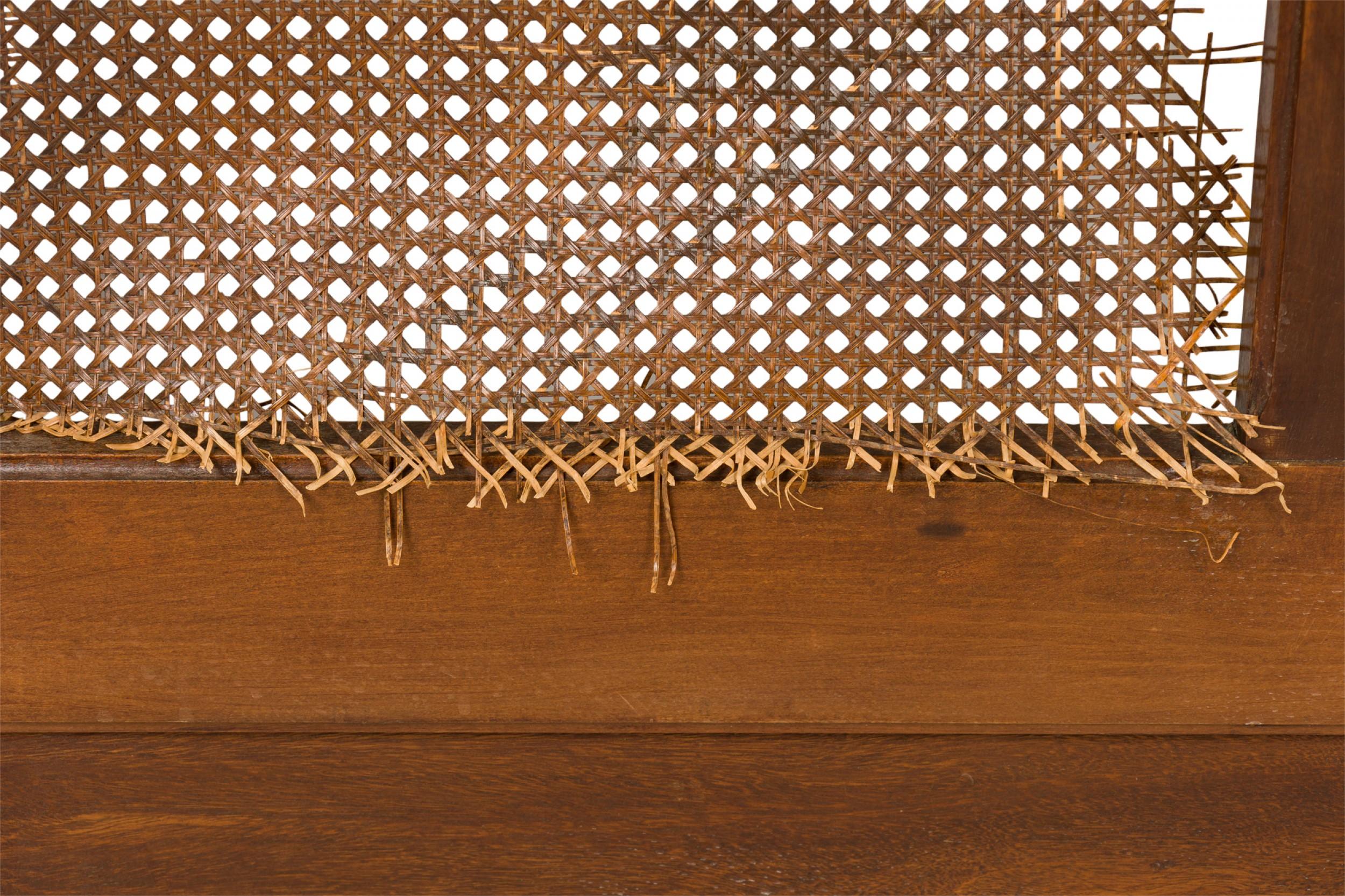 French Victorian Carved Wood and Caning Queen Size Bed Frame 7