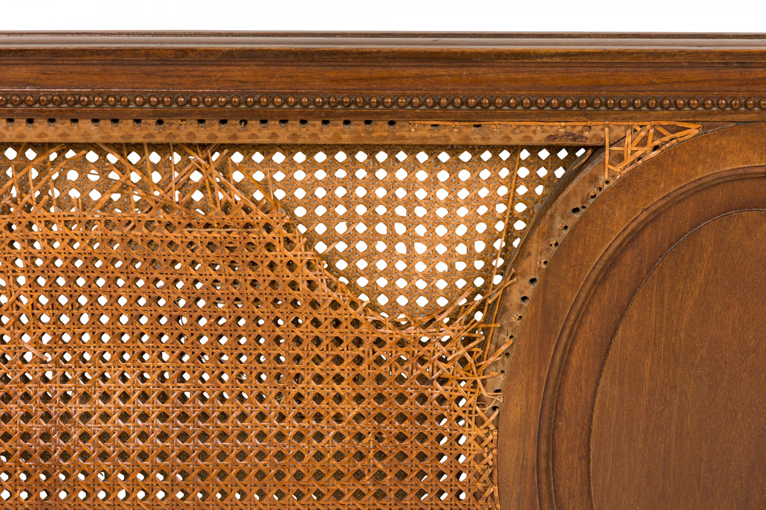 French Victorian Carved Wood and Caning Queen Size Bed Frame 12