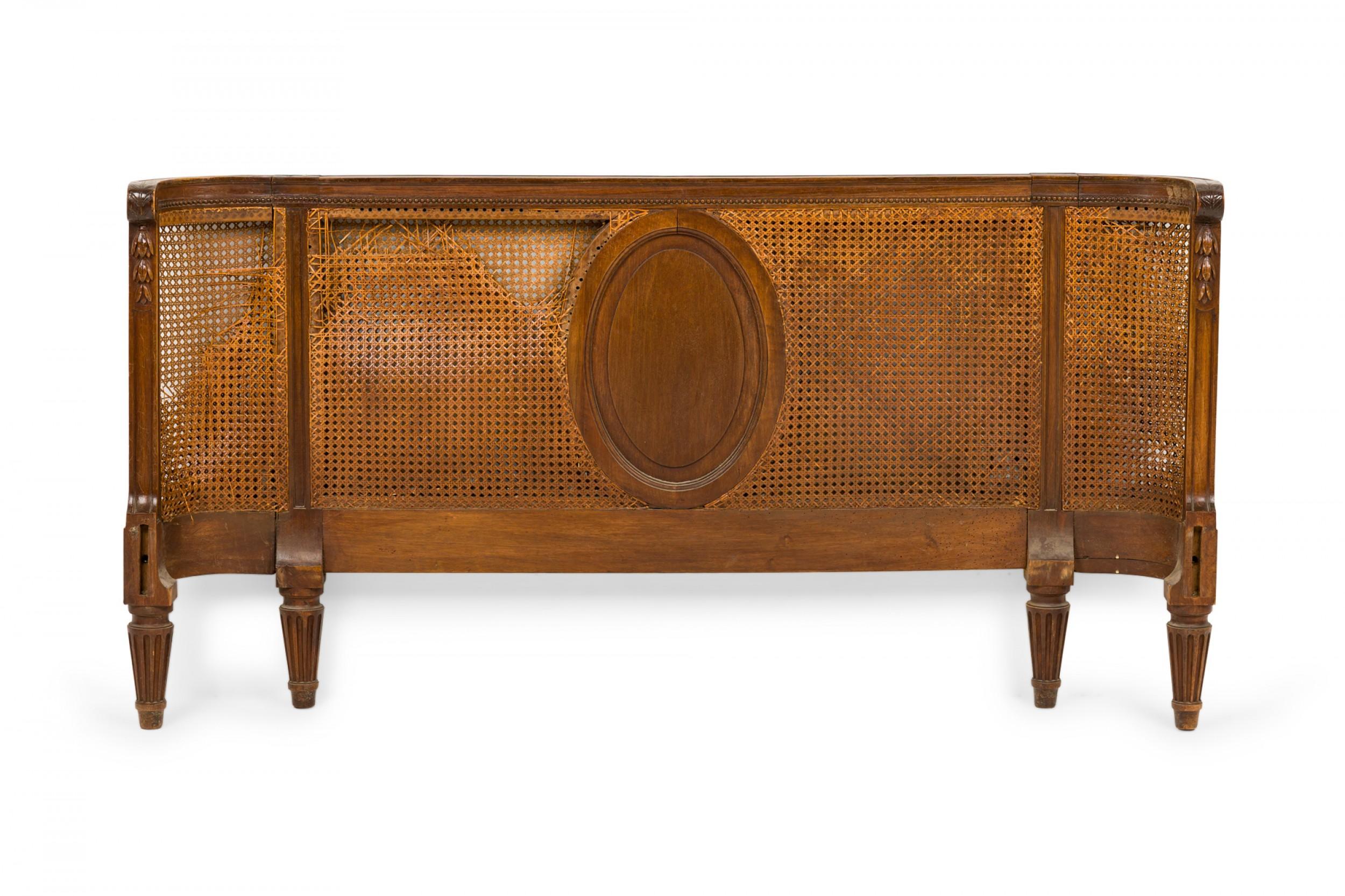 French Victorian Carved Wood and Caning Queen Size Bed Frame 2