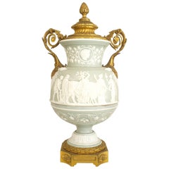 French Victorian Celadon and White Porcelain Palace Vase