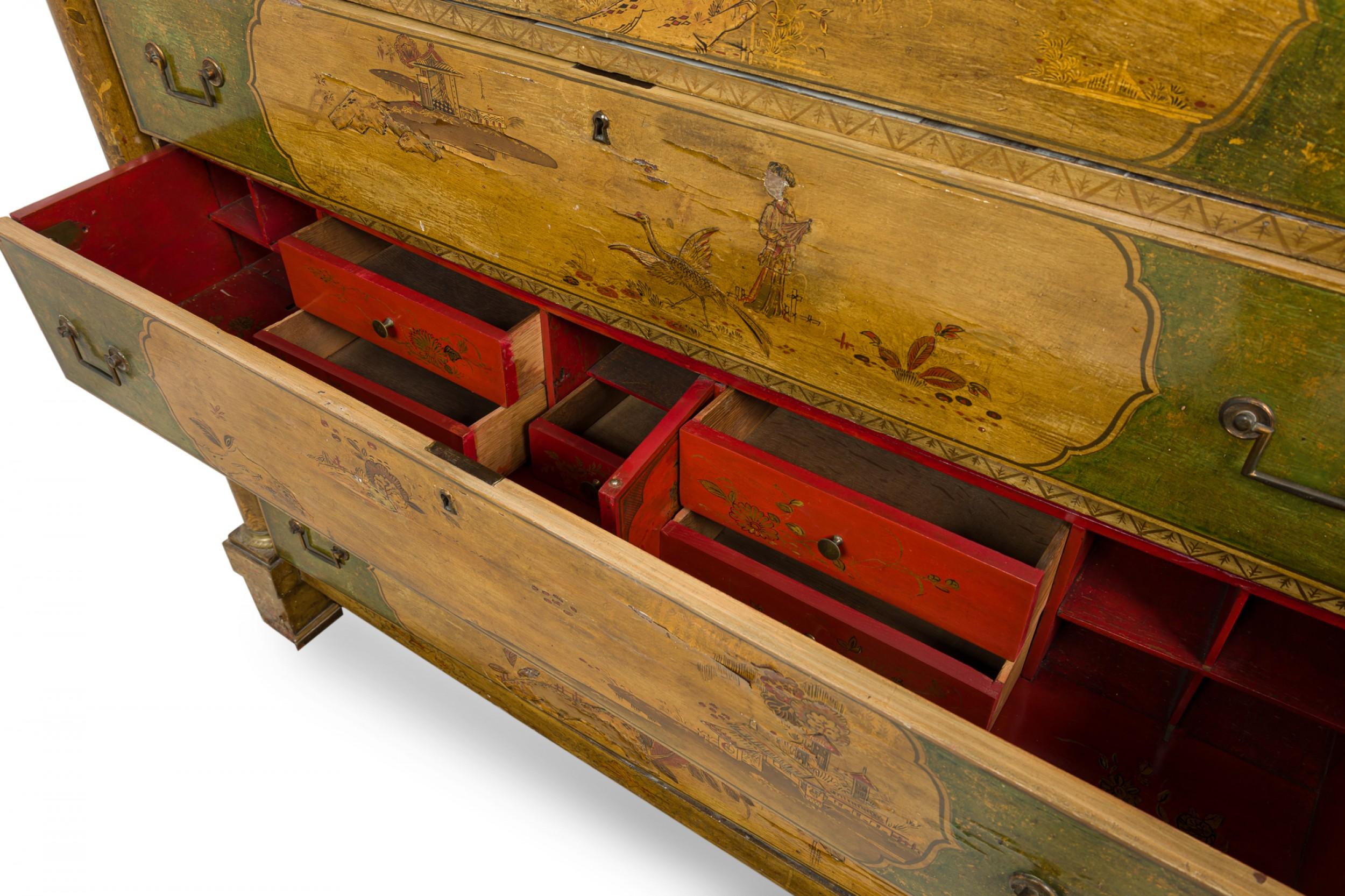 French Victorian Chinoiserie Gilt, Painted, and Lacquered 6-Drawer Chest Dresser For Sale 5