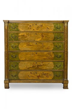 French Victorian Chinoiserie Gilt, Painted, and Lacquered 6-Drawer Chest Dresser