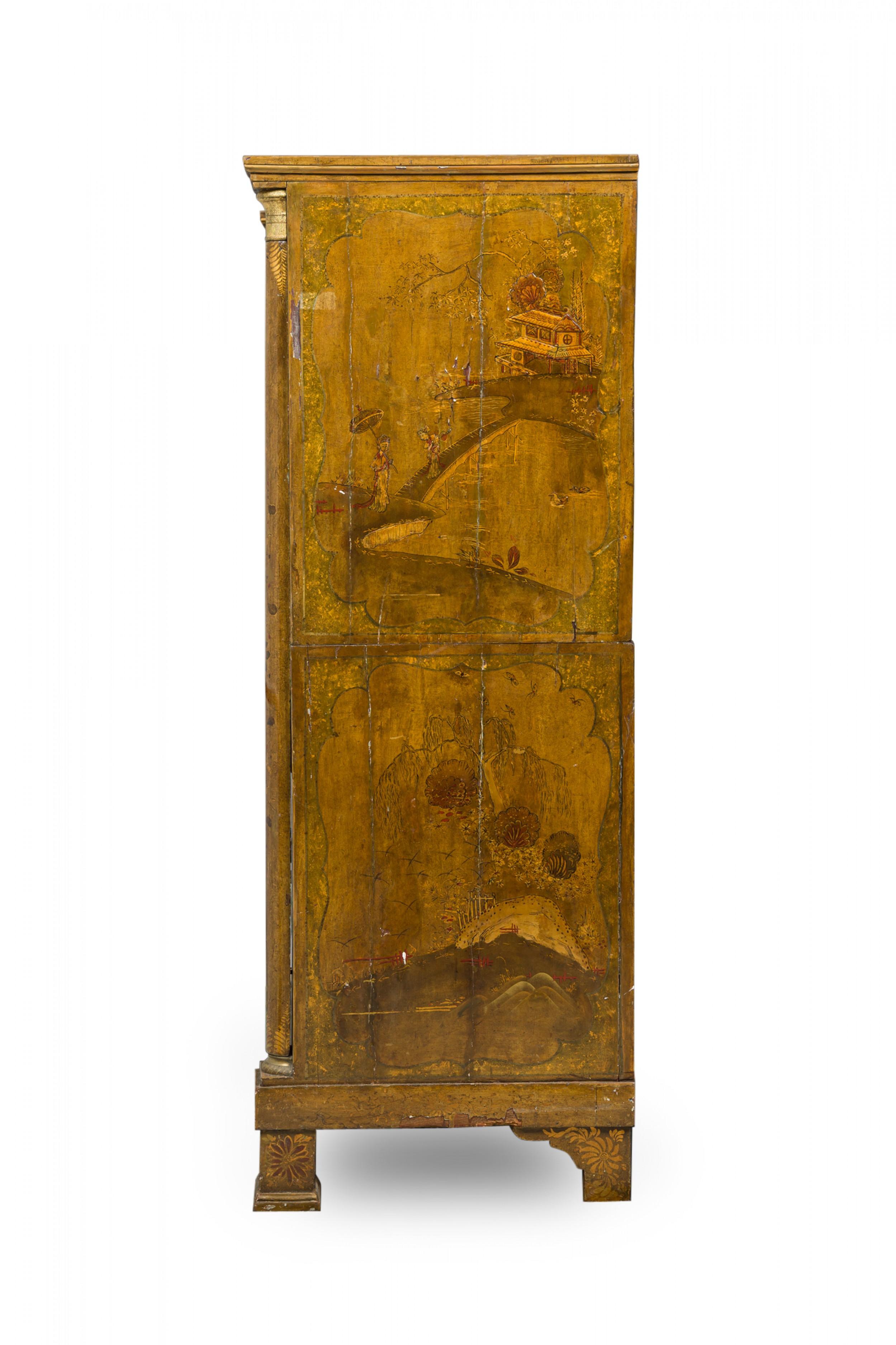 Hand-Painted French Victorian Chinoiserie Gilt, Painted, and Lacquered 6-Drawer Chest Dresser For Sale