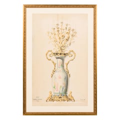 French Victorian Colored print of a Vase