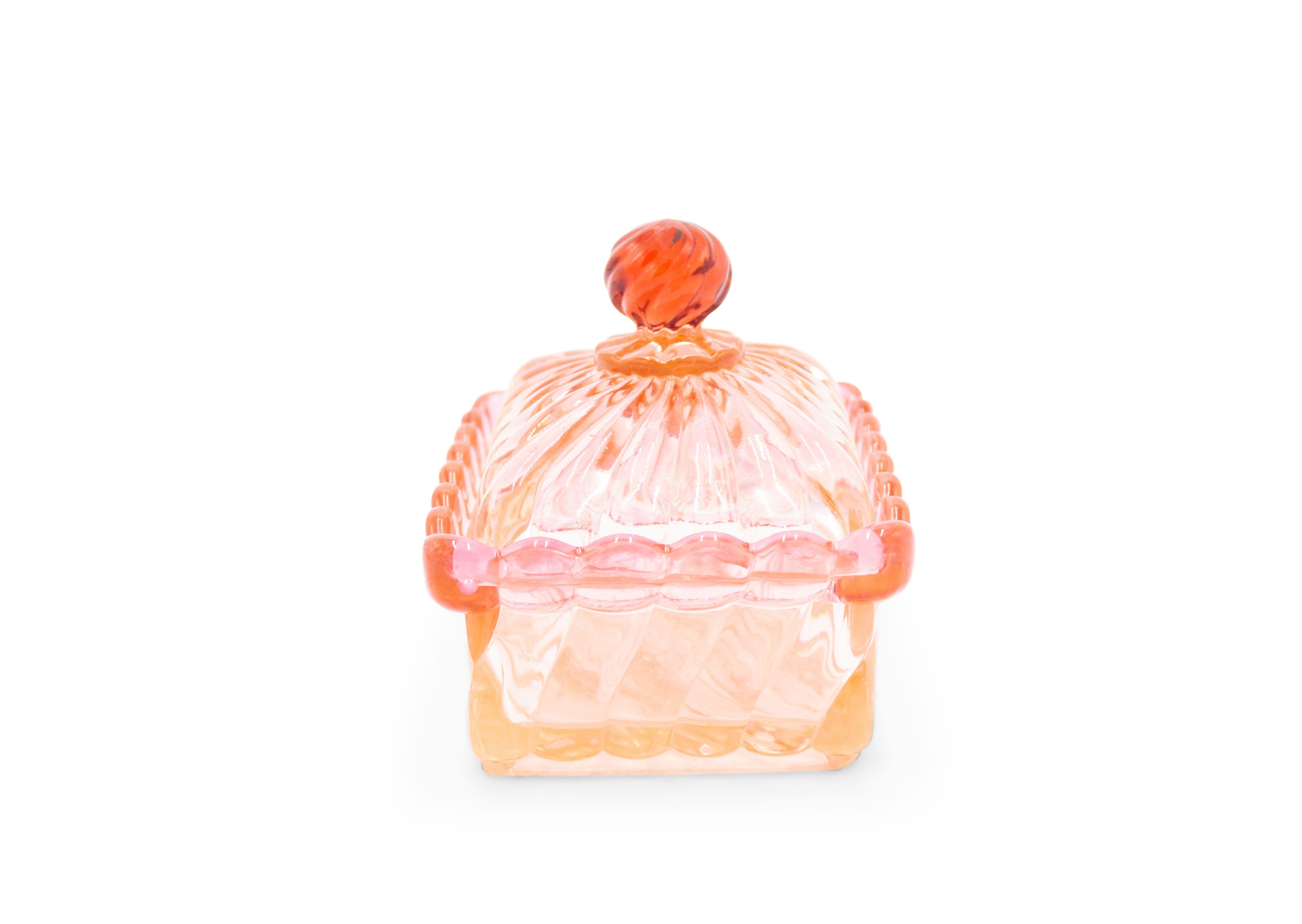 French Victorian Cranberry Crystal Powder Box In Good Condition In New York, NY
