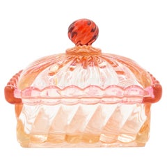 French Victorian Cranberry Crystal Powder Box
