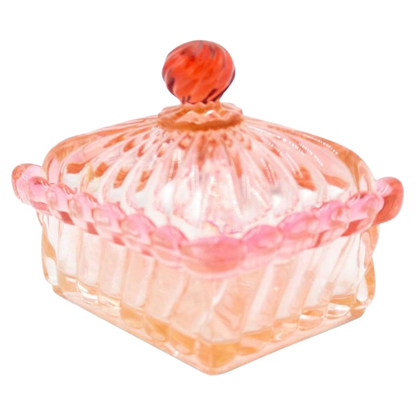French Victorian Cranberry Crystal Powder Box
