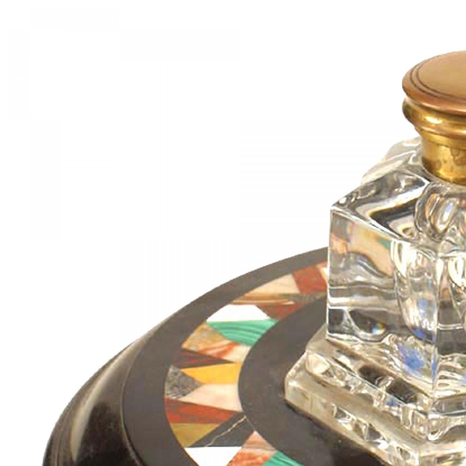 French Victorian Crystal and Marble Inkwell (Französisch) im Angebot