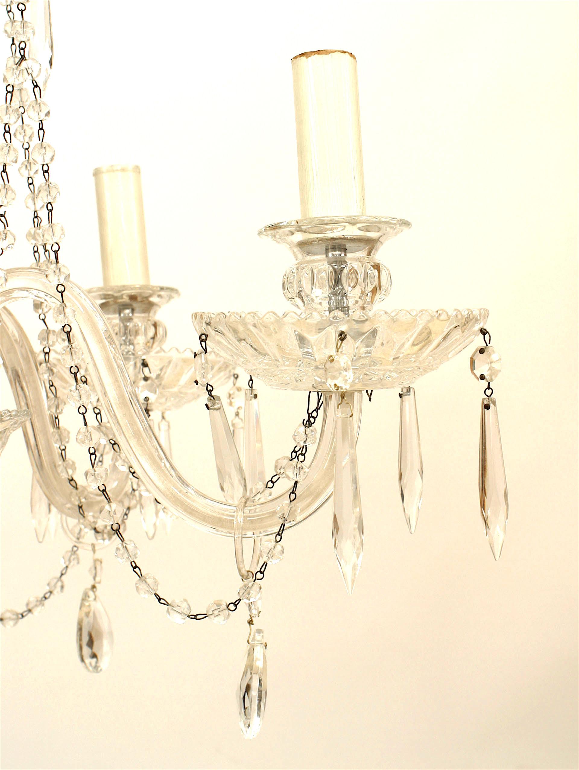 French Victorian Crystal and Glass Swag Chandelier In Good Condition In Queens, NY