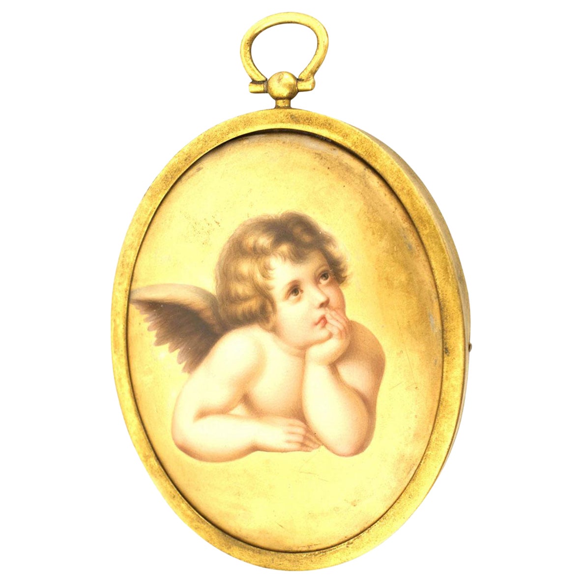 French Victorian Cupid Plaque im Angebot