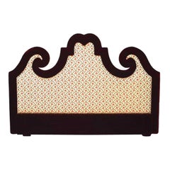 French Victorian Damask Upholstered King Headboard