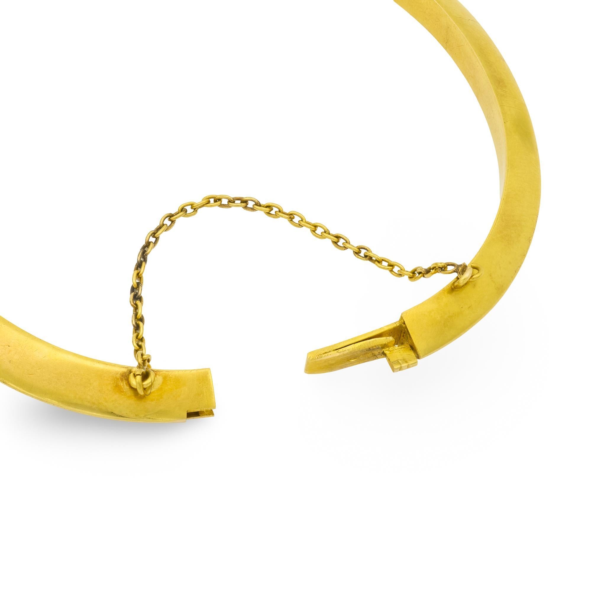 French Victorian diamond 18k yellow gold and enamel bracelet For Sale 1