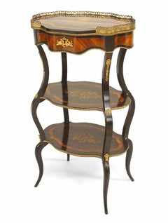 French Victorian Ebonized Three-Tier Table