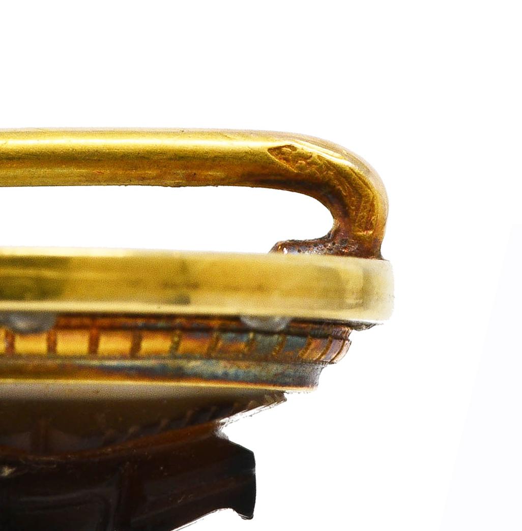 Femenino o masculino Alfiler escarabajo de oro de 18 quilates de ágata diamantada del renacimiento egipcio victoriano francés en venta