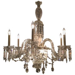 Antique French Victorian Era Crystal Chandelier, Nine-Light with Glass Arms