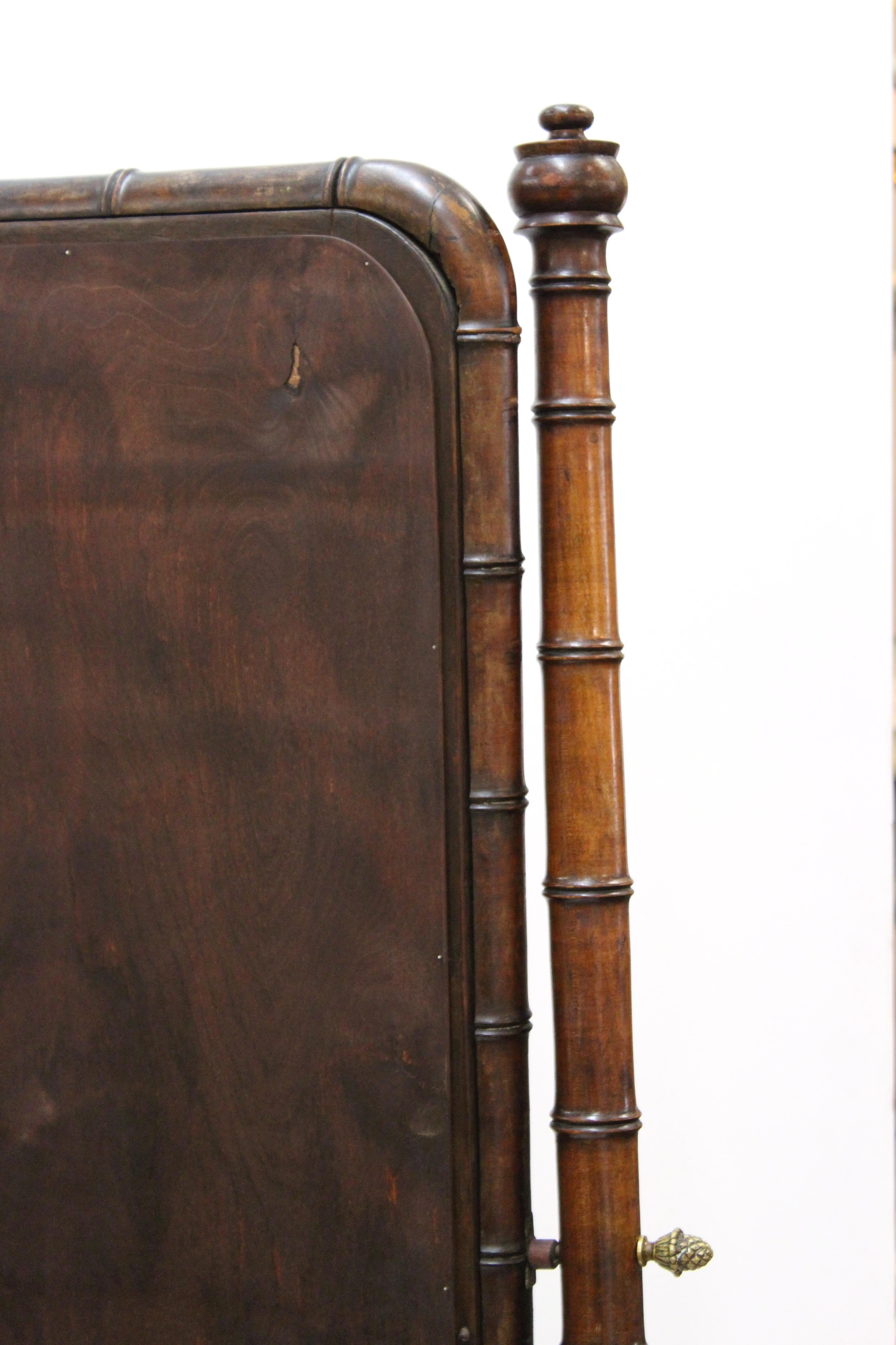 French Victorian Faux Bamboo Cheval Mirror in Mahogany 5