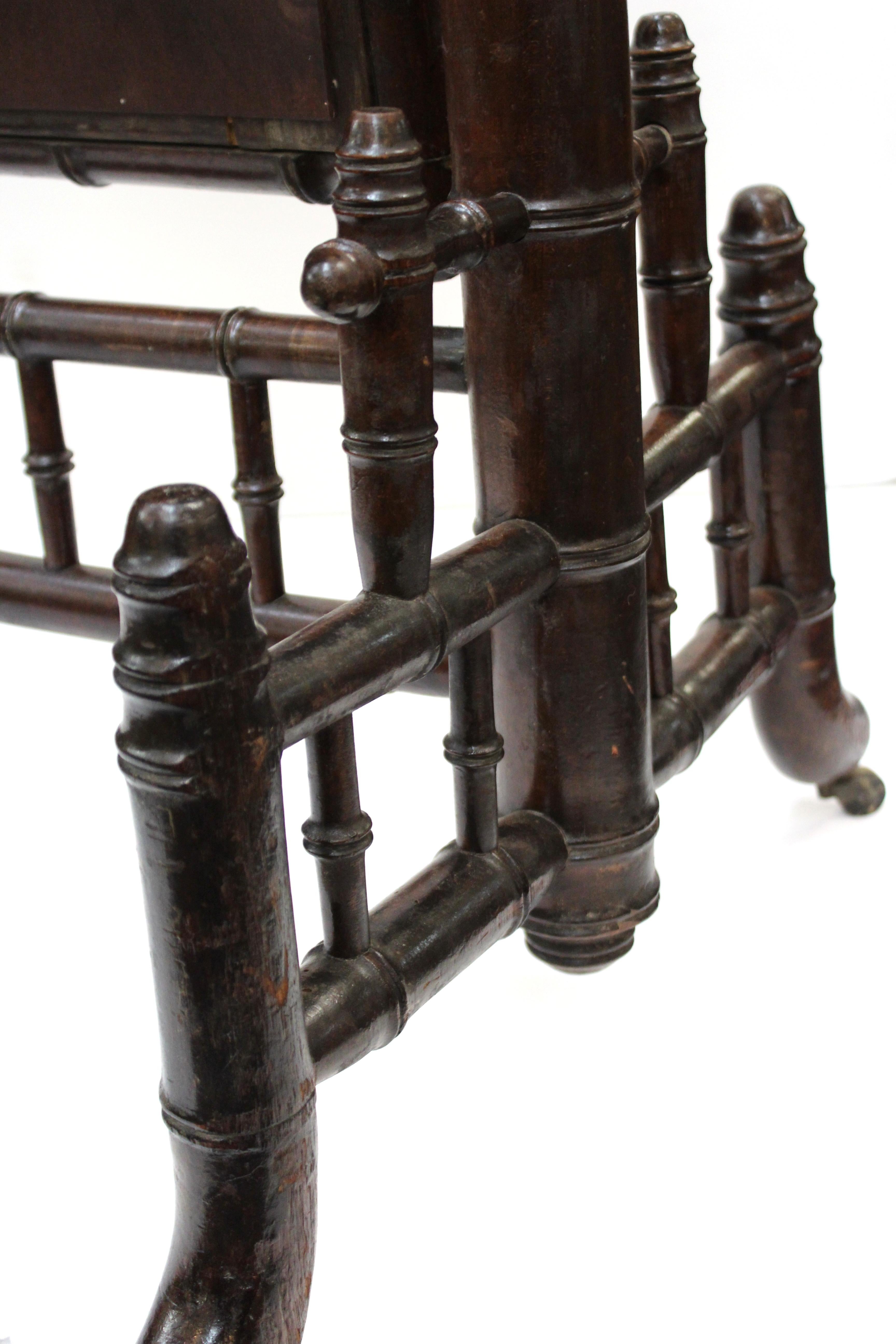 French Victorian Faux Bamboo Cheval Mirror in Mahogany 7