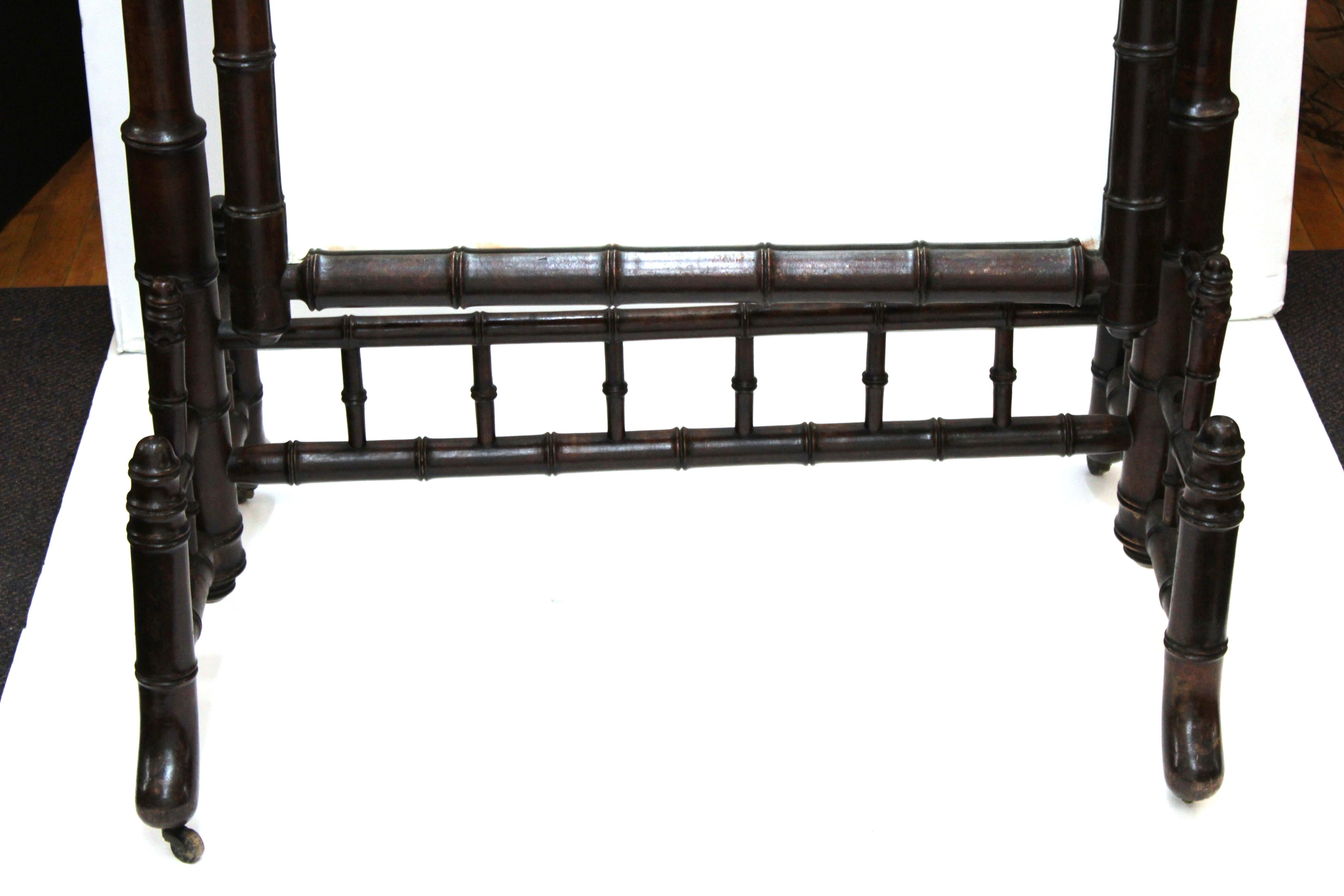 French Victorian Faux Bamboo Cheval Mirror in Mahogany 4