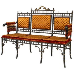 French Victorian Gold Tufted Settee