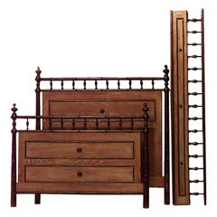 French Victorian Faux Bamboo Wooden Twin Bed