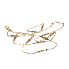 French Victorian Filigree Link 22" Long Chain in 18 Karat Yellow Gold