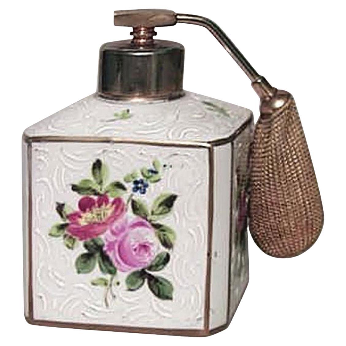 French Victorian Floral Porcelain Perfume Atomizer