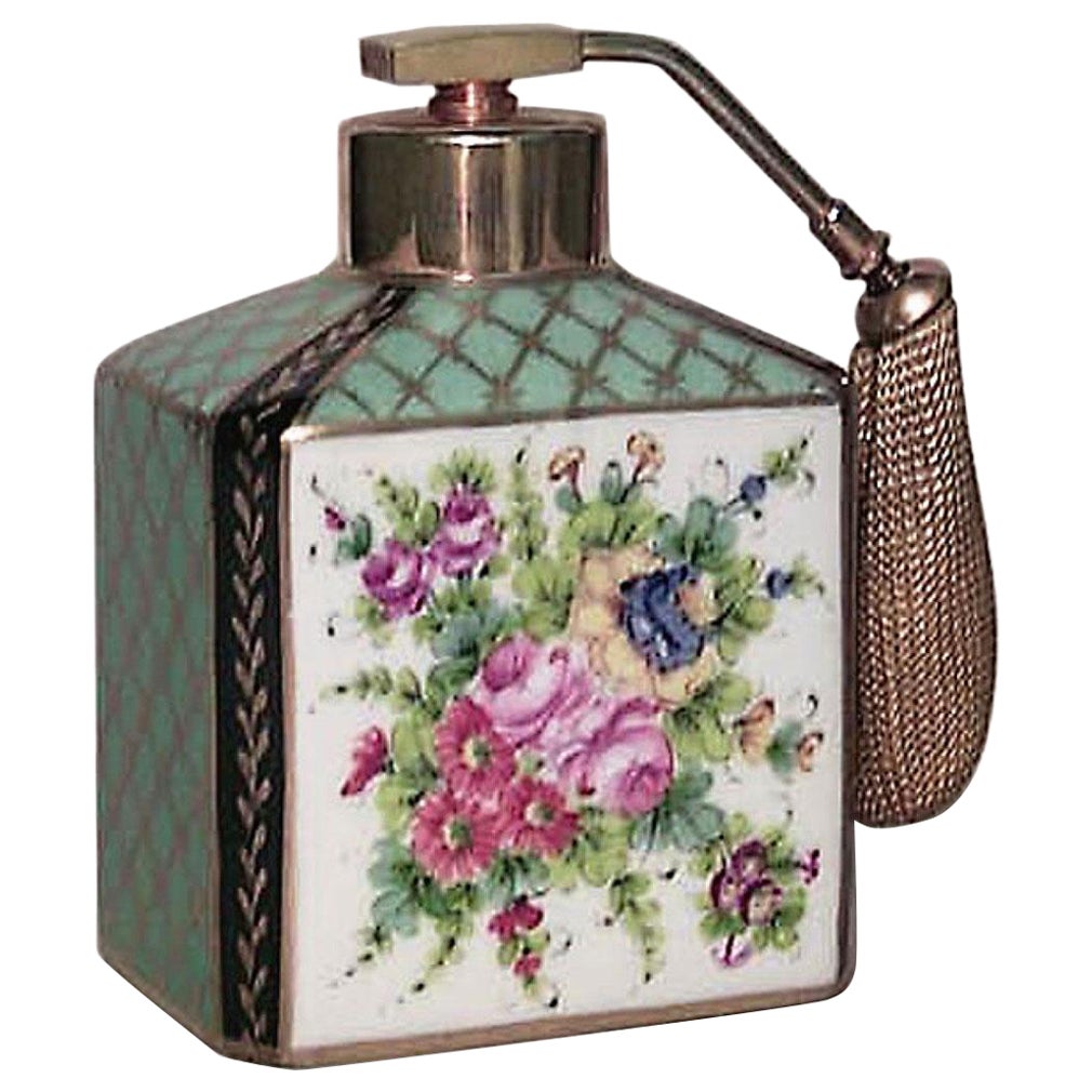 French Victorian Floral Porcelain Perfume Atomizer