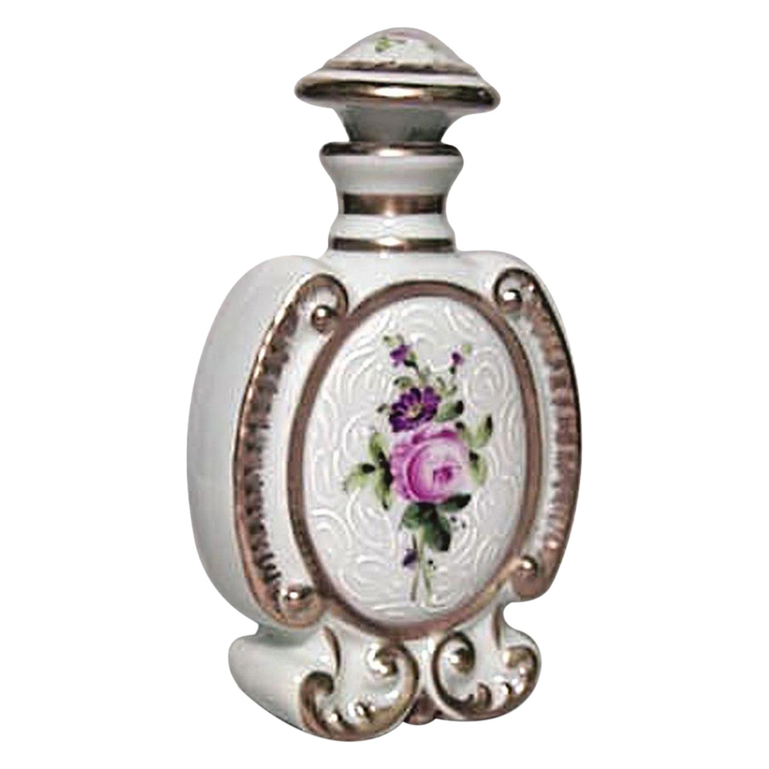 French Victorian Floral Porcelain Perfume Bottle