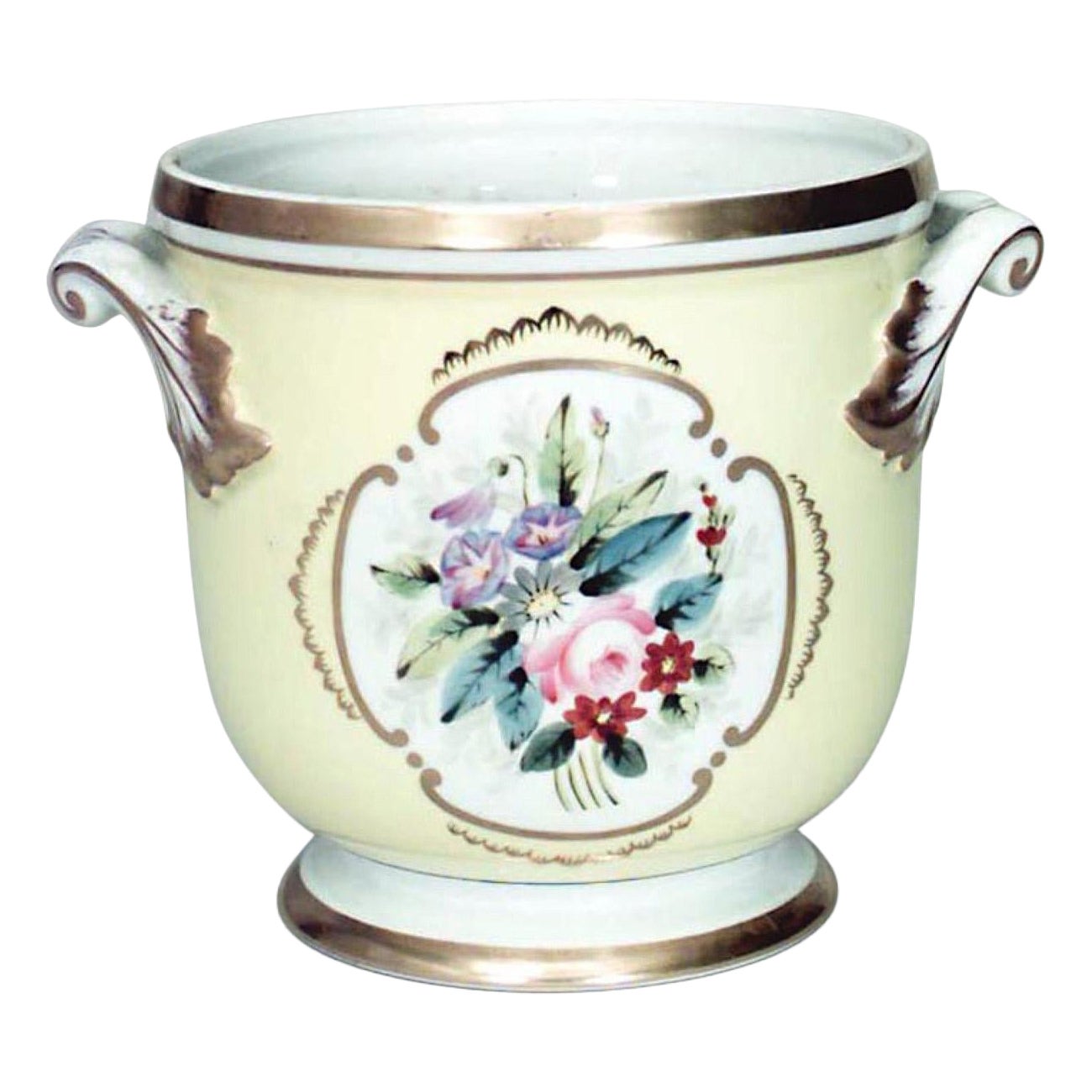 French Victorian Floral Porcelain Pot For Sale