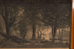 French Victorian Framed Engraving of a Landscape "Le Matin"