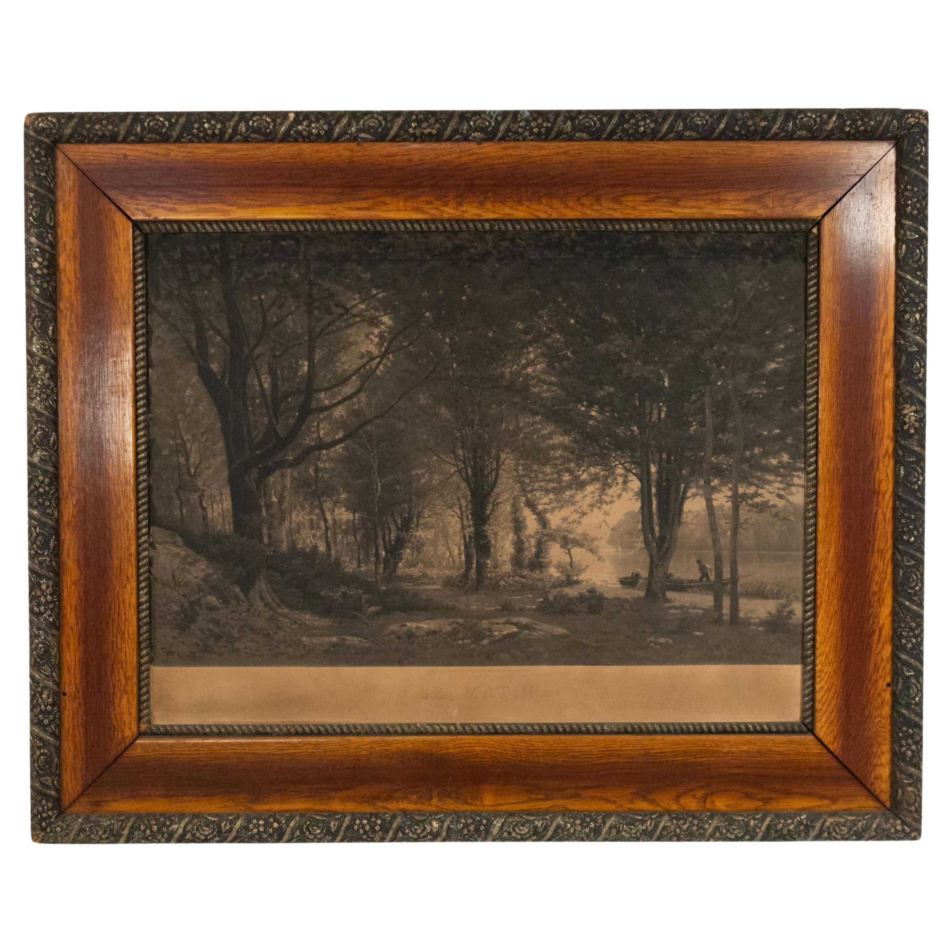 French Victorian Framed Engraving of a Landscape "Le Matin" For Sale