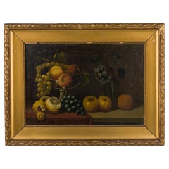 Französisches viktorianisches Obst- und Vasenstillleben