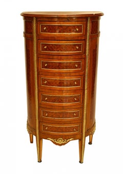 French Victorian Fruitwood Demilune Chest