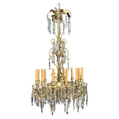 French Victorian Gilded Bronze 
Crystal Rococo Revival Chandelier