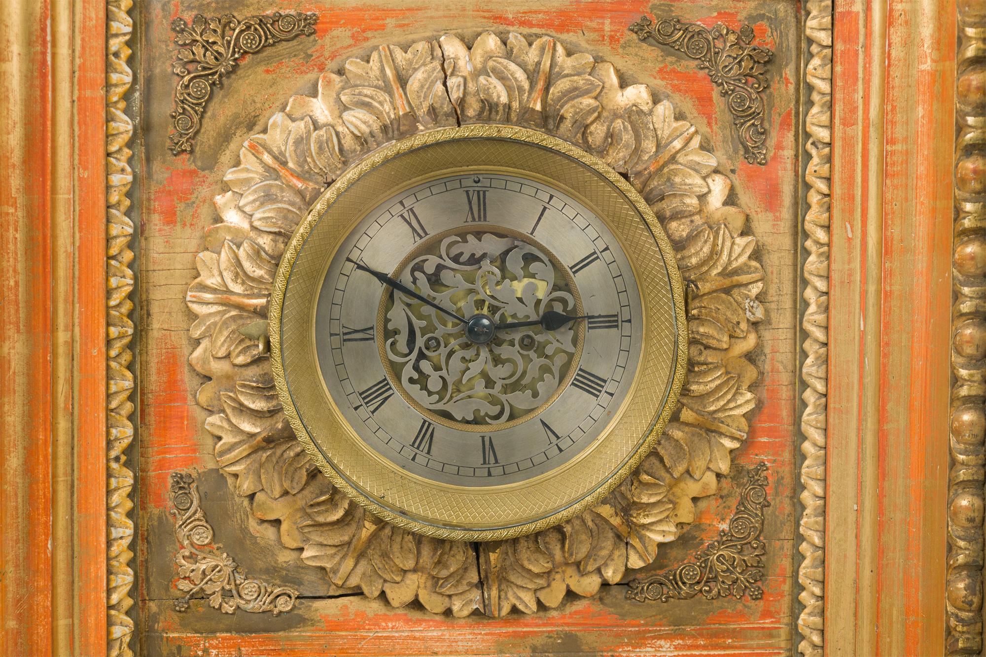 Reloj de Pared Victoriano Francés Dorado y Pintado siglo XIX en venta
