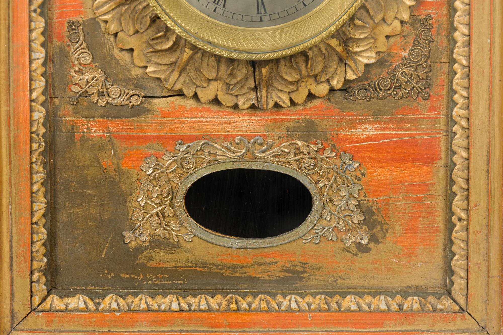 Reloj de Pared Victoriano Francés Dorado y Pintado Madera en venta