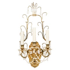 French Victorian Gilt Bronze and Crystal Wall Sconce