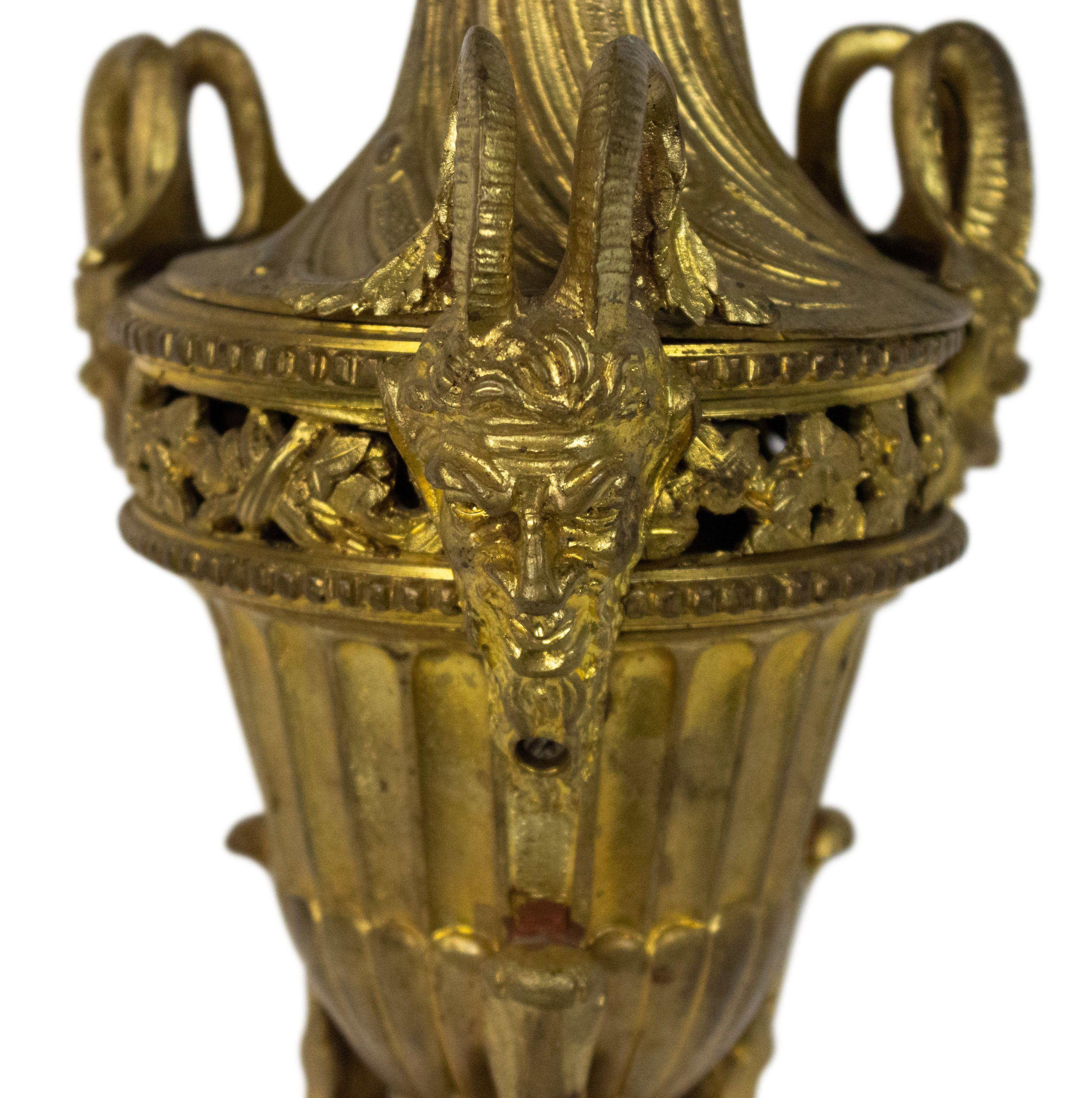 19th Century French Victorian Gilt Bronze Satyr Table Lamps For Sale