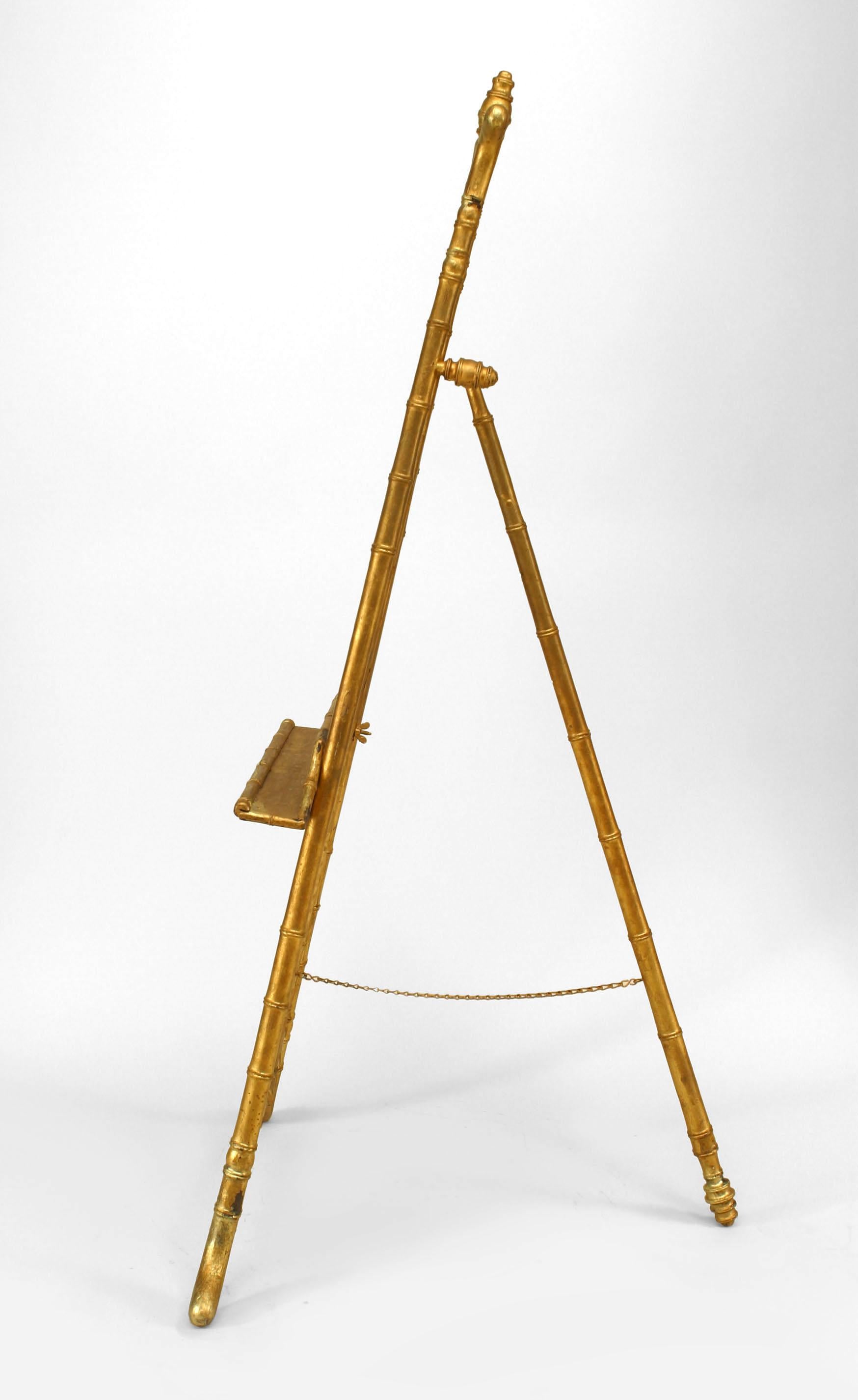 French Victorian gilt faux bamboo easel stand.
 