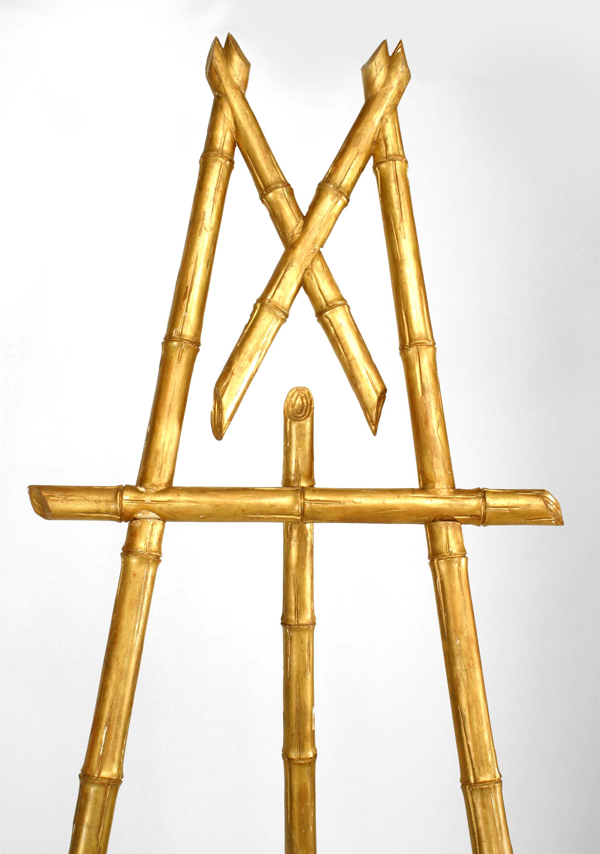 French Victorian gilt faux bamboo easel stand.
   